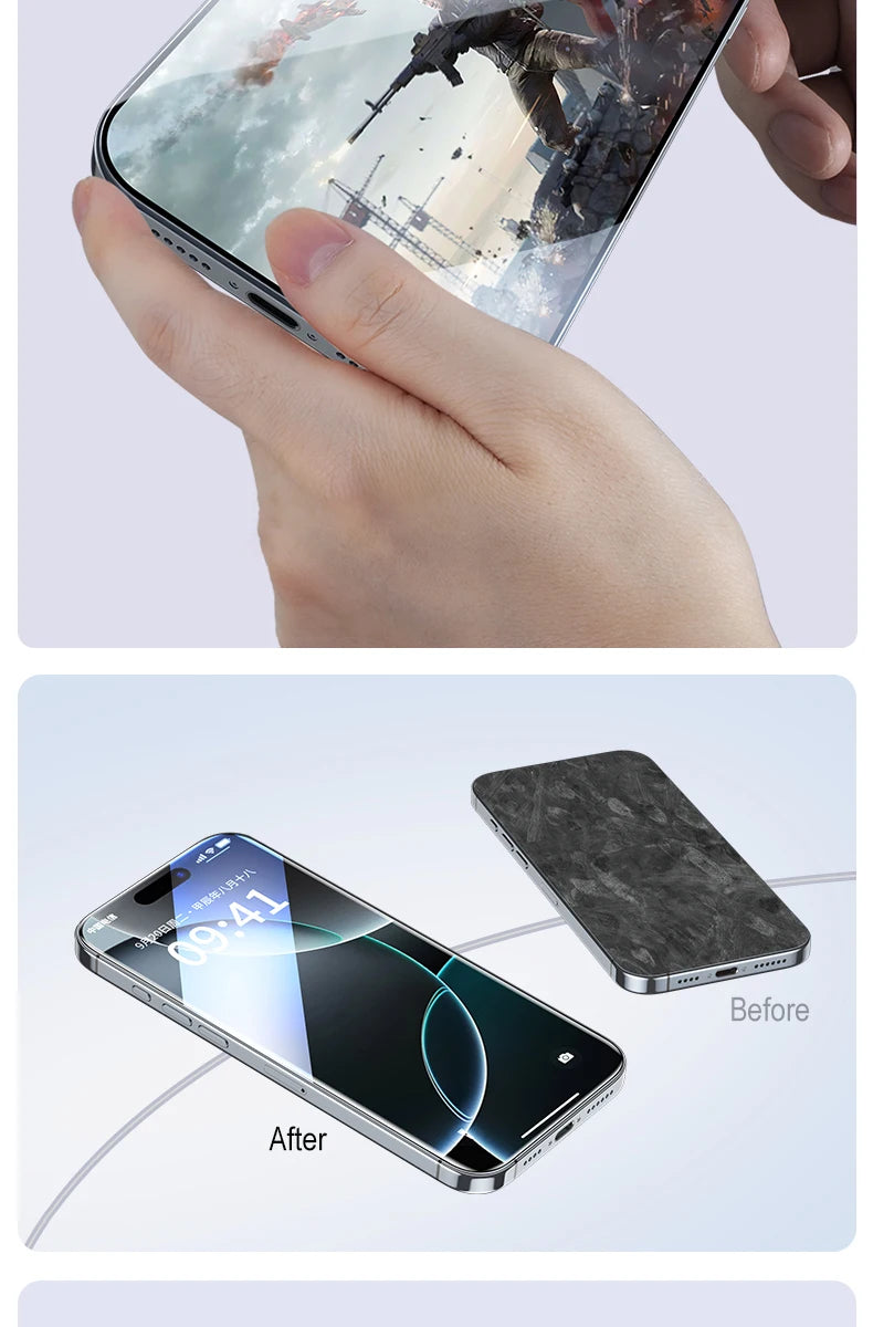 2PCS Dust Free Installation Tempered Glass For iPhone 16 15 14 13 12 11 Pro Max Plus Mini Screen Protector Full Protective Film