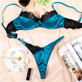 Patchwork Bra Brief Sets Navy Blue Lace Sexy Lingerie Fashion Thin Underwear Comfortable Panties New Arrivals Exotic Sets