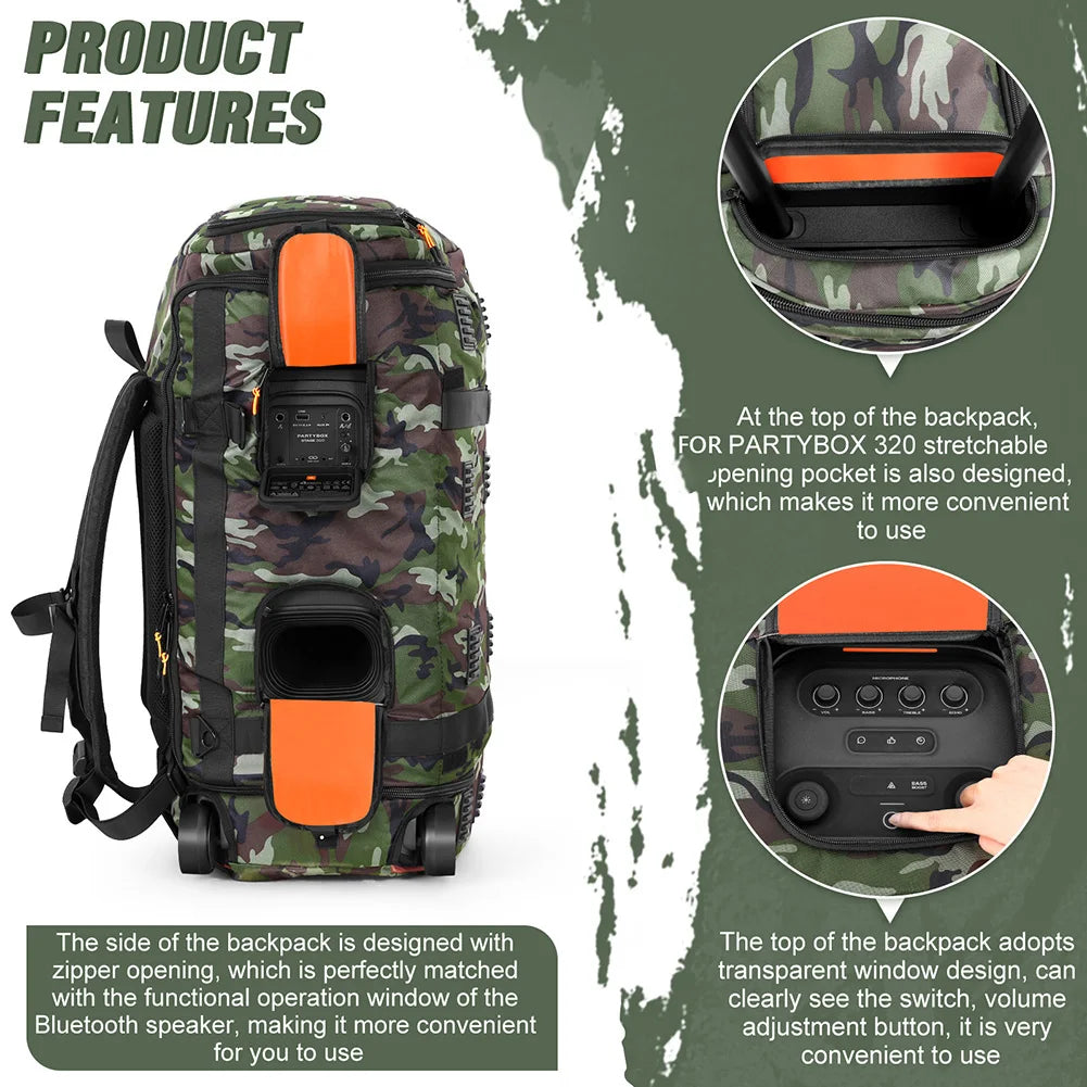 Speaker Carry Backpack For JBL Partybox Stage 320 BT Speaker Carrying Case Shockproof Portable Speaker Carry Tote Bag Backpack