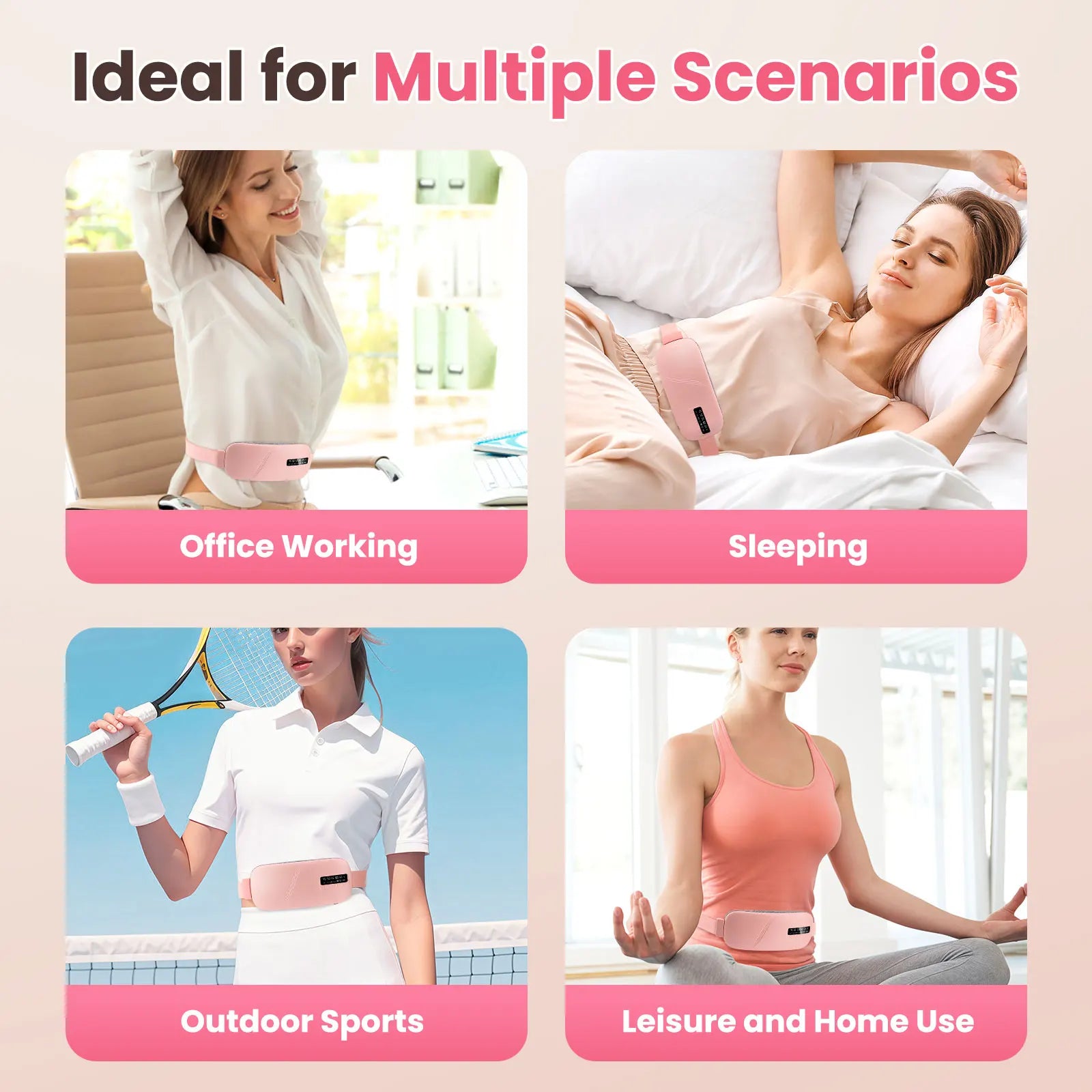 Women Menstrual Heating Pads Effective Hot Compress Period Relief Belt Rechargeable Heated Waist Massager Gifts for Female
