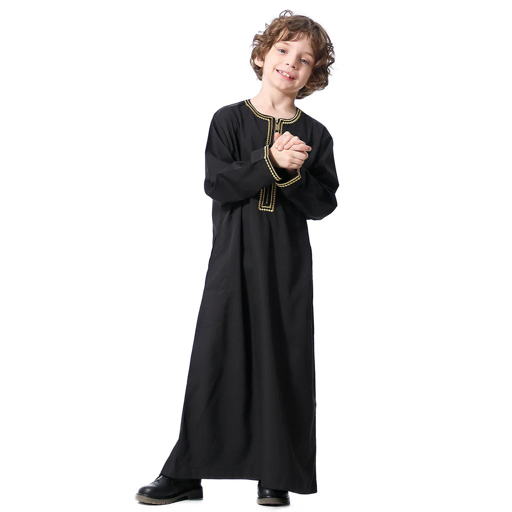 Child Dubai 2024 Luxury Kids Boys Men's Muslim Clothing Caftan Robes Islamic Ramadan Clothes Arab Man Abaya Pakistan Turkish
