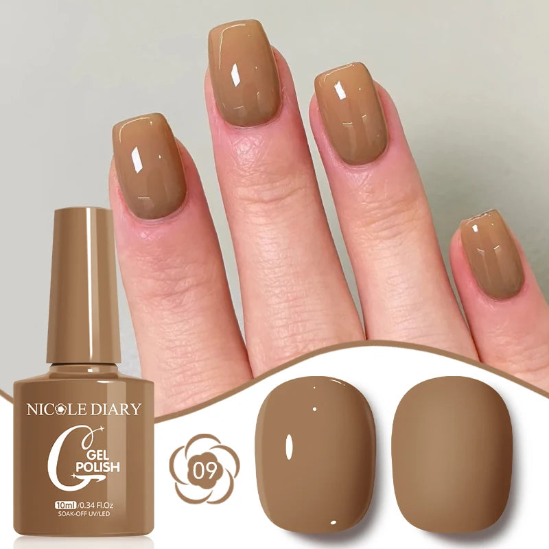NICOLE DIARY Glass Beads Cat Magnetic Gel Nail Polish Spring Summer Gel Nail Sparkly Gel Varnish Soak off Nail Manicure Art