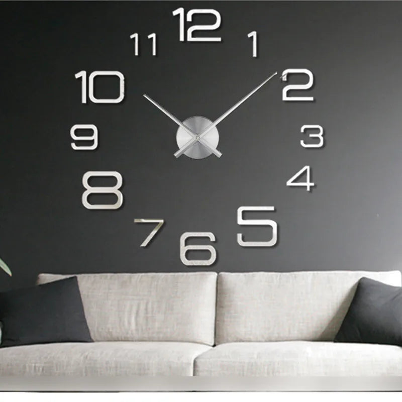 2023 Modern Design Large Wall Clock 3D DIY Quartz Clocks Fashion Watches Acrylic Mirror Stickers Living Room Home Decor Horloge