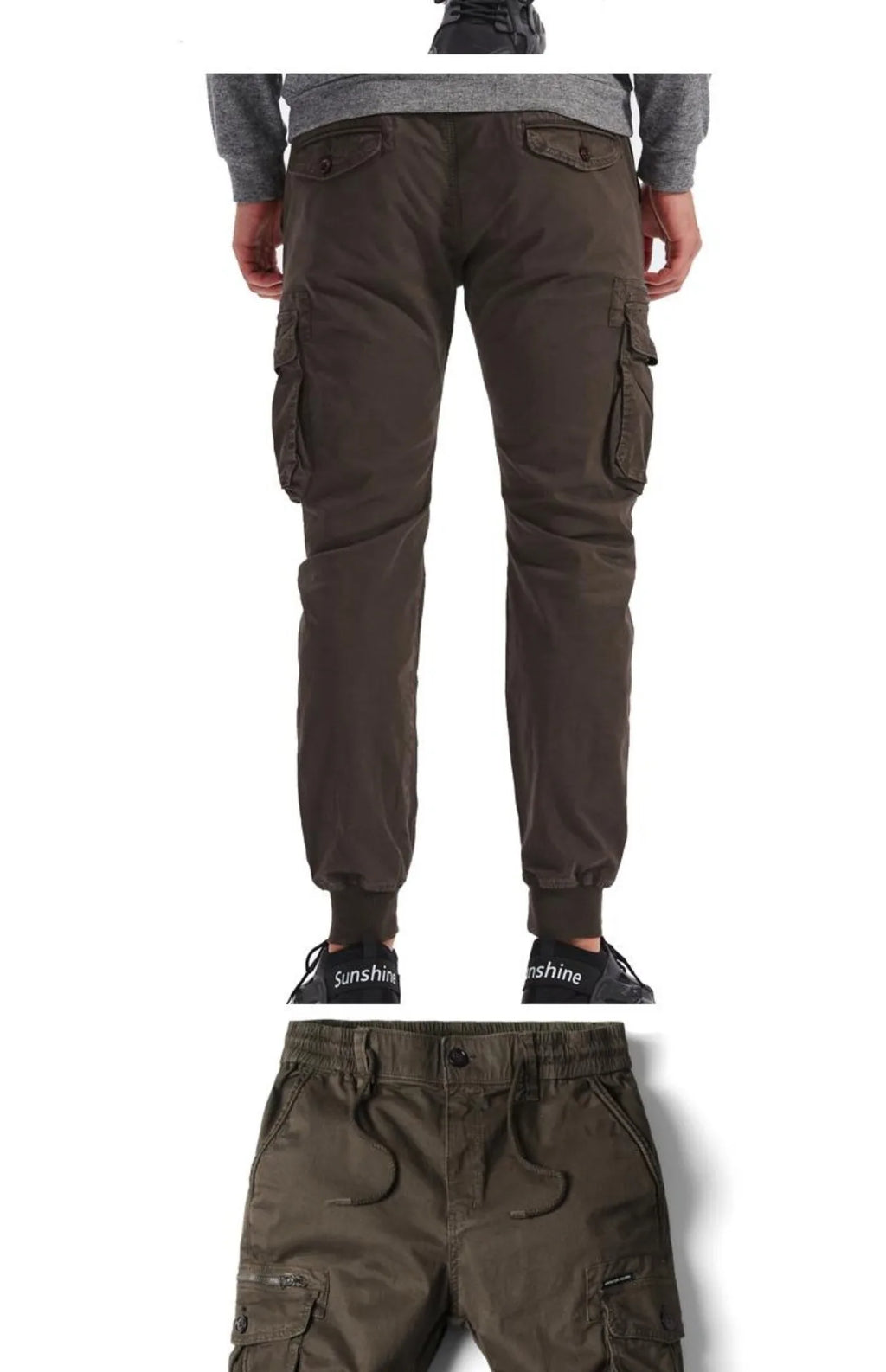 Spring Summer Men's Casual Fashion Work Pants Cuffed Multiple Pockets Slim Fit Youth Leisure Trousers Trendy Brand