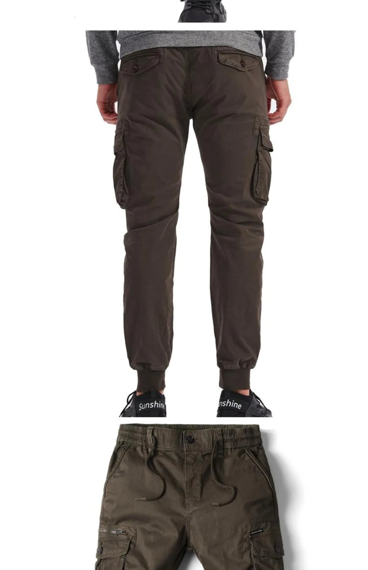 Spring Summer Men's Casual Fashion Work Pants Cuffed Multiple Pockets Slim Fit Youth Leisure Trousers Trendy Brand