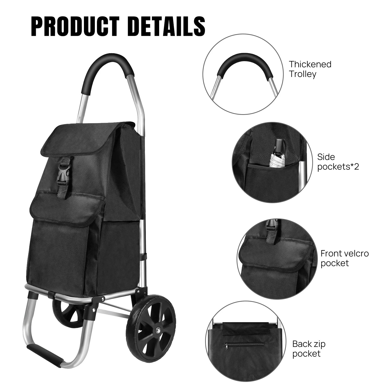 Shopping Cart Large Lightweight Folding Trolley Waterproof Bag 2 Wheel Large ,Lightweight, Foldable