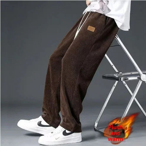 Corduroy Heavyweight Straight Leg Sweatpants Men's Trendy Brand Thick Sports Casual Pants Loose Hanging Work Pants