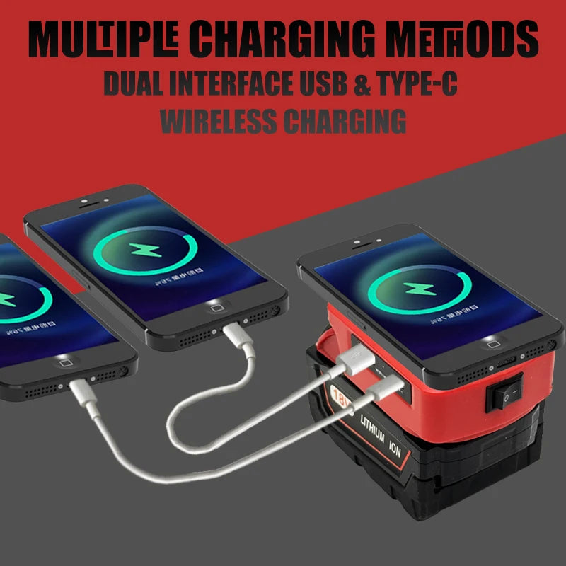 For Makita For Dewalt 20V For Milwaukee For M18 For Bosch 18V Lithium Battery Wireless Charger Adapter USB Type C Power Bank