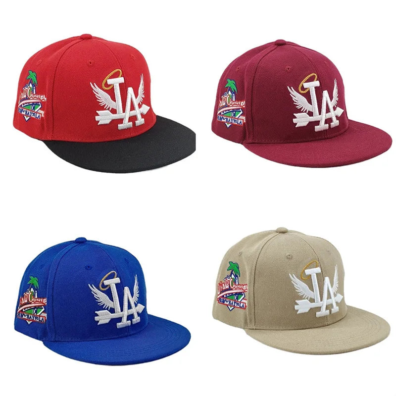 Los Angeles Embroidered Baseball Cap Unisex Angel Wings Hip Hop Cap Outdoor Adjustable Flat Brim Hat Sun Protection Peaked Hats