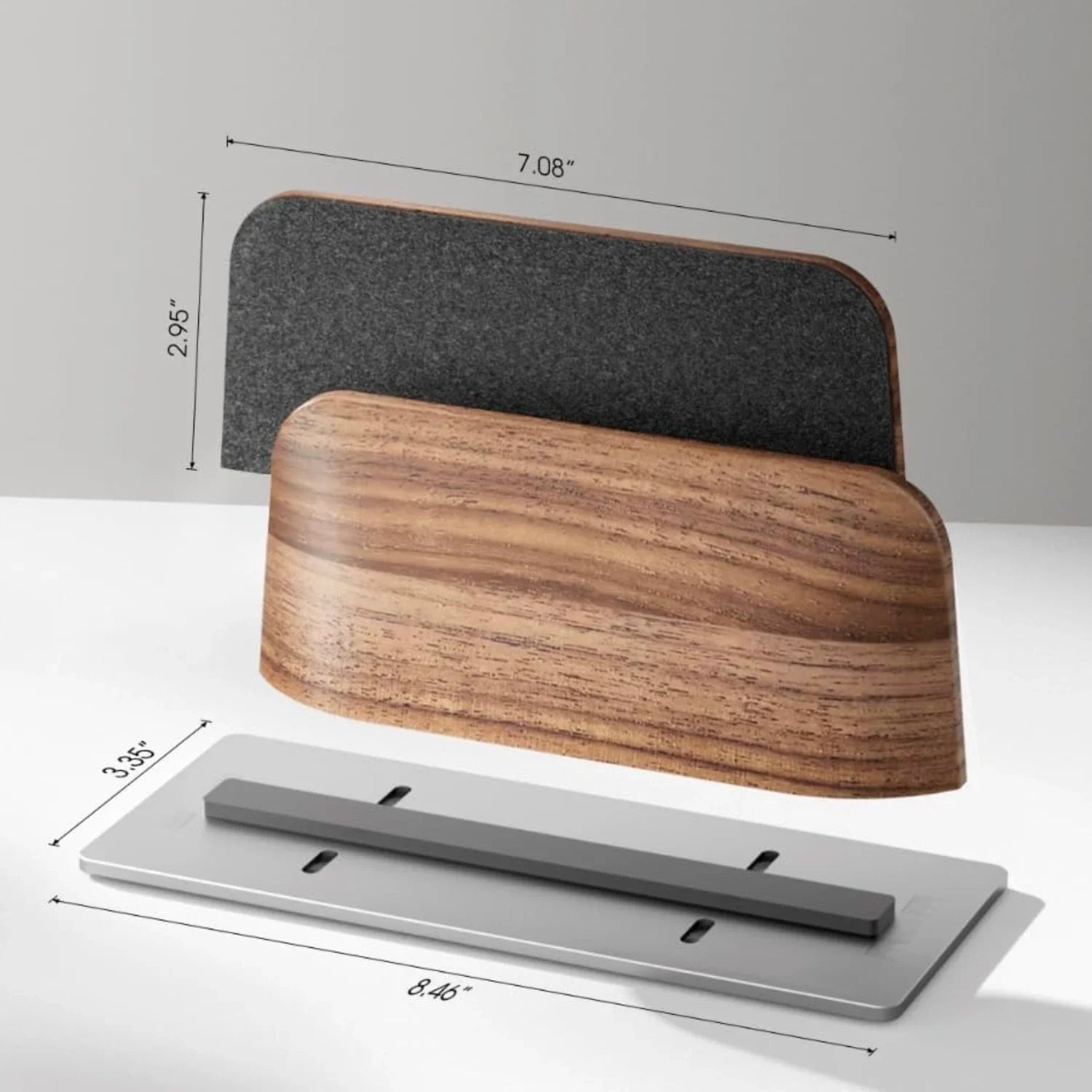 Vertical Laptop Stand Slot Walnut Wooden Laptop Holder Vertical for Desk Width Adjustable Dock with Non-slip Mat for MacBook