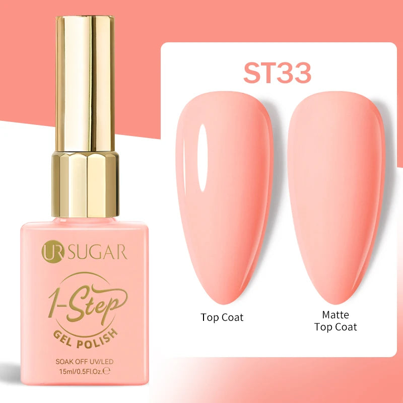 UR SUGAR 1-step Gel Polish 12ML Glitter Nail Spring Summer White Nude Pink Gel Nail Polish 3 IN 1 No Need Base Gel and Top Coat
