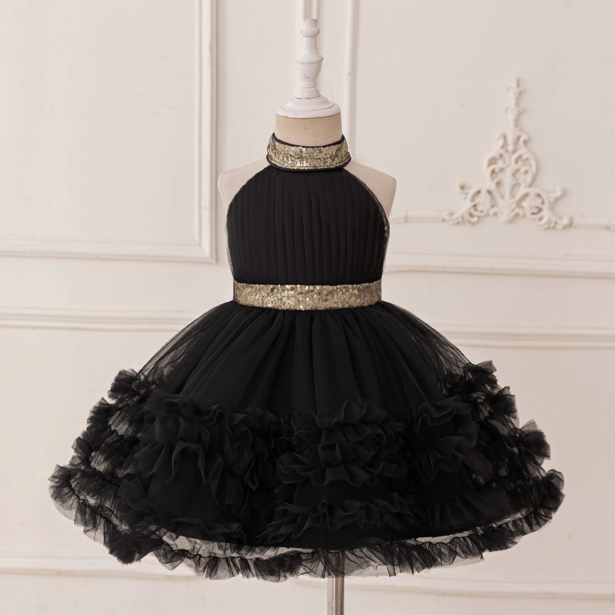 Trailing Big Bow Party Baby Girls Dresses Sequin Baptism Bridesmaid Costume Toddler Birthday Princess Dress Wedding Evening Gown