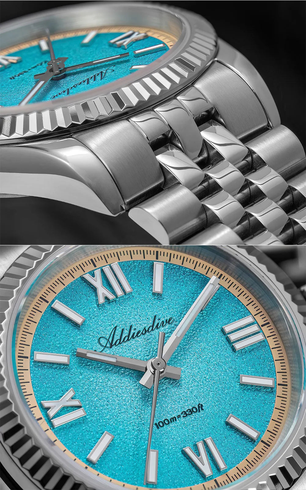 ADDIESDIVE 2025 NEW Colorful Dial Quartz Watch For Men VH31 Movement Stainless Steel Sapphire Glass 100M Waterproof Dive Watches