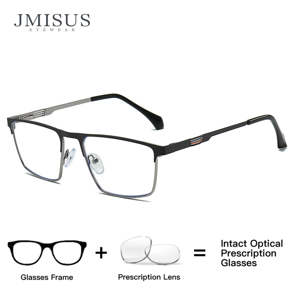 JMISUS 2025 New Arrivals Square Prescription Glasses Men Business Progressive Eyewear Plastic steel Custom Optical Eyeglasses