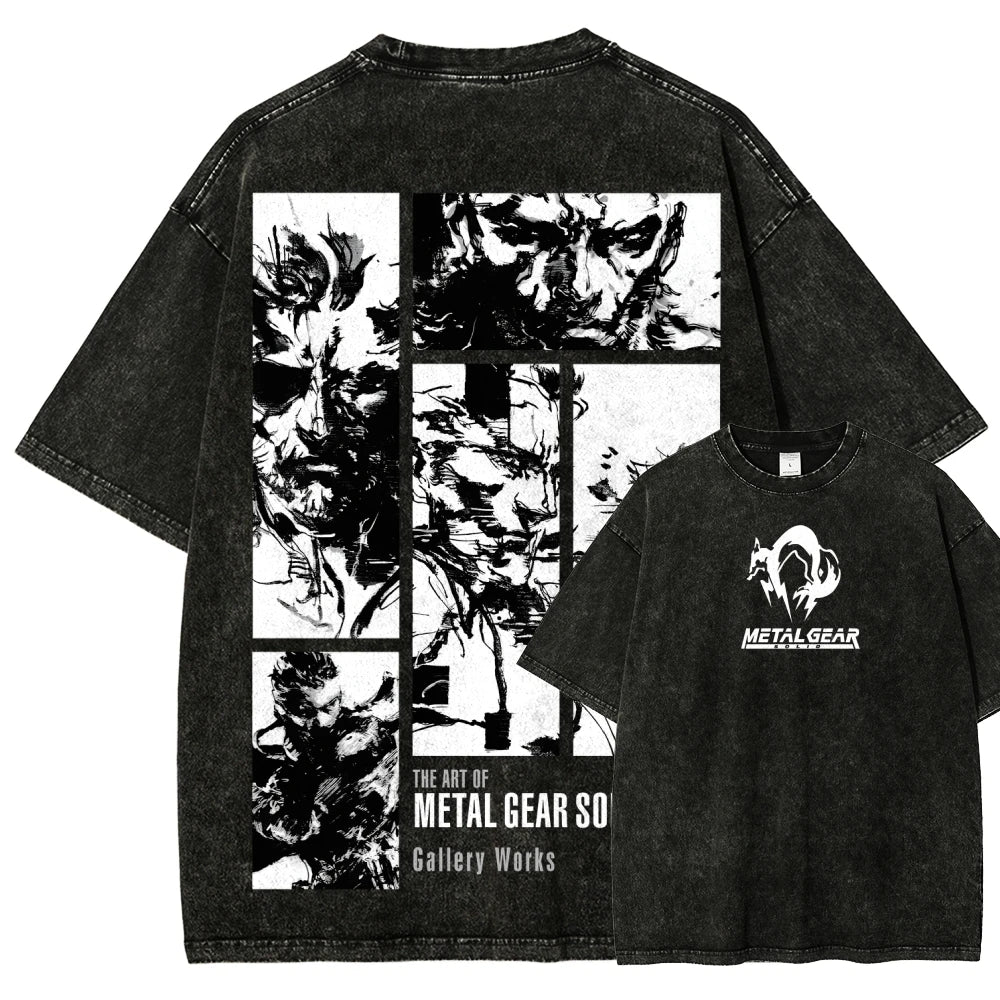 Metal Gear Solid 2 Sons of Liberty Washed T-shirt Oversized Unisex Year round clothing personality Clothes Streetwear Trendy tee