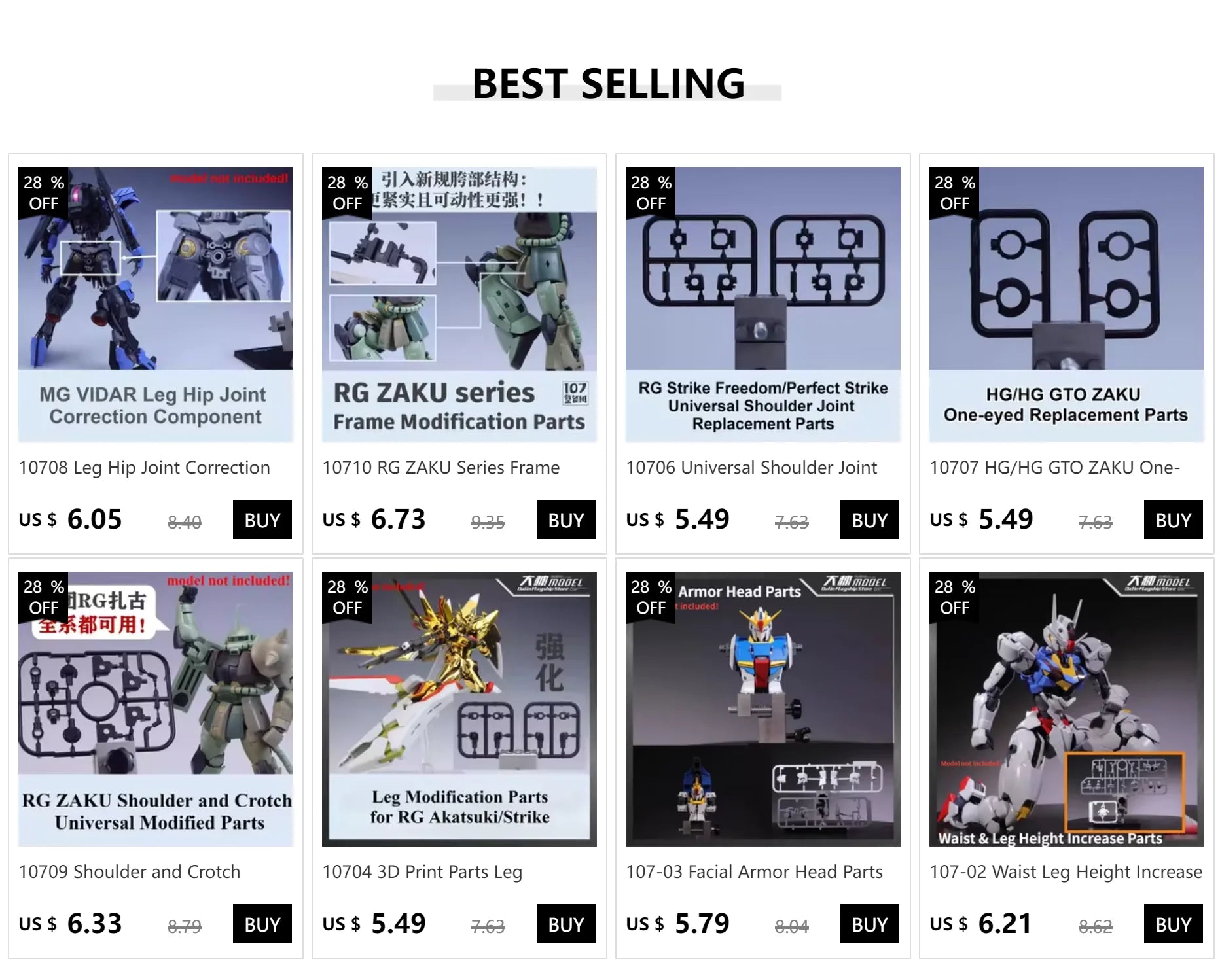 107 Model Kits Reinforced Movable Frame Modified Parts for RG00 All Series Mobile Suit Model Details Replacement Parts