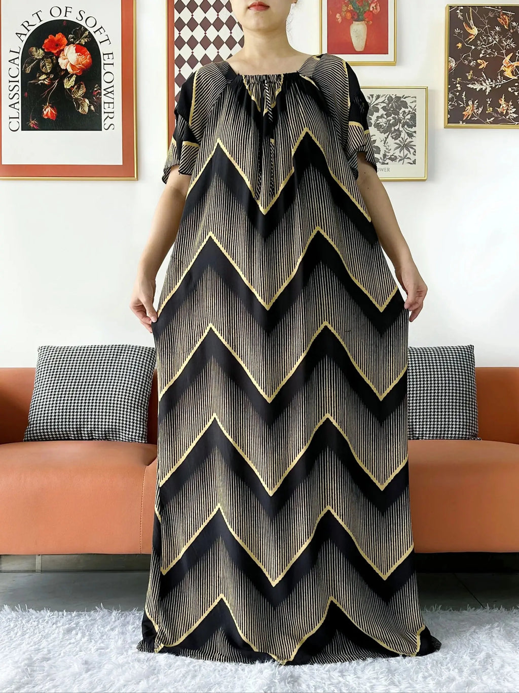 2024 New Muslim Dubai Abaay Women Cotton Dress With Big Scarf For Women Maxi Summer Short Sleeve Loose African Abaya Clothing