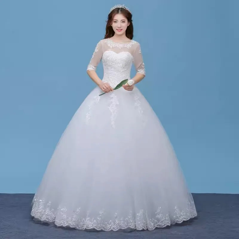 MDYS-A855#Korean Round Neck Floor-Length 2024 New Summer Bride Wedding Dress Wholesale Cheap Free Custom Large Size From China