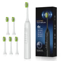 Electric sonic toothbrush with 6 toothbrush heads, USB rechargeable waterproof electric toothbrush, portable for travel