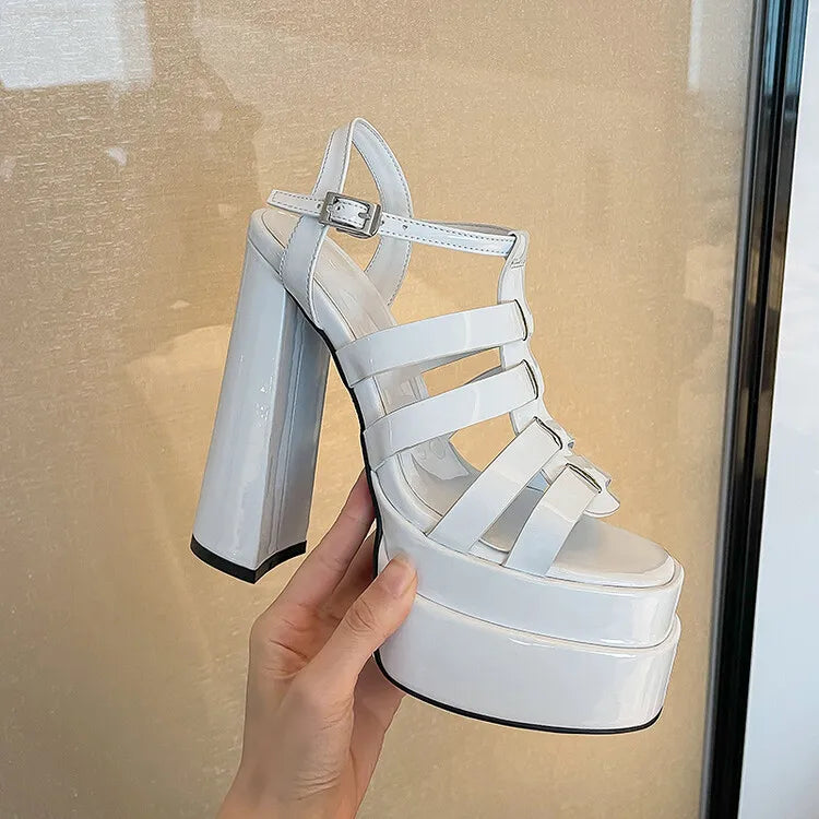 2024 Ladies High Heels Double Waterproof Platform Sandals for Women Luxury Brand Designer Summer Party Chunky Pumps and Shoes