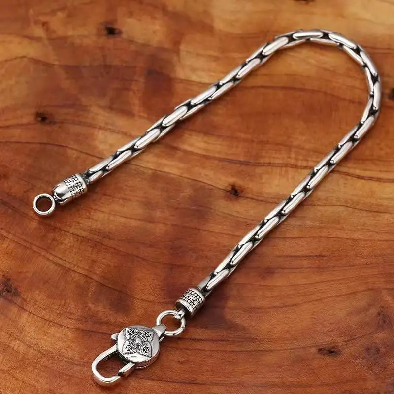 New Silver Color Male Personality Six Character True Words Diamond pestle hemp rope bracelet Thai retro trendy style chain