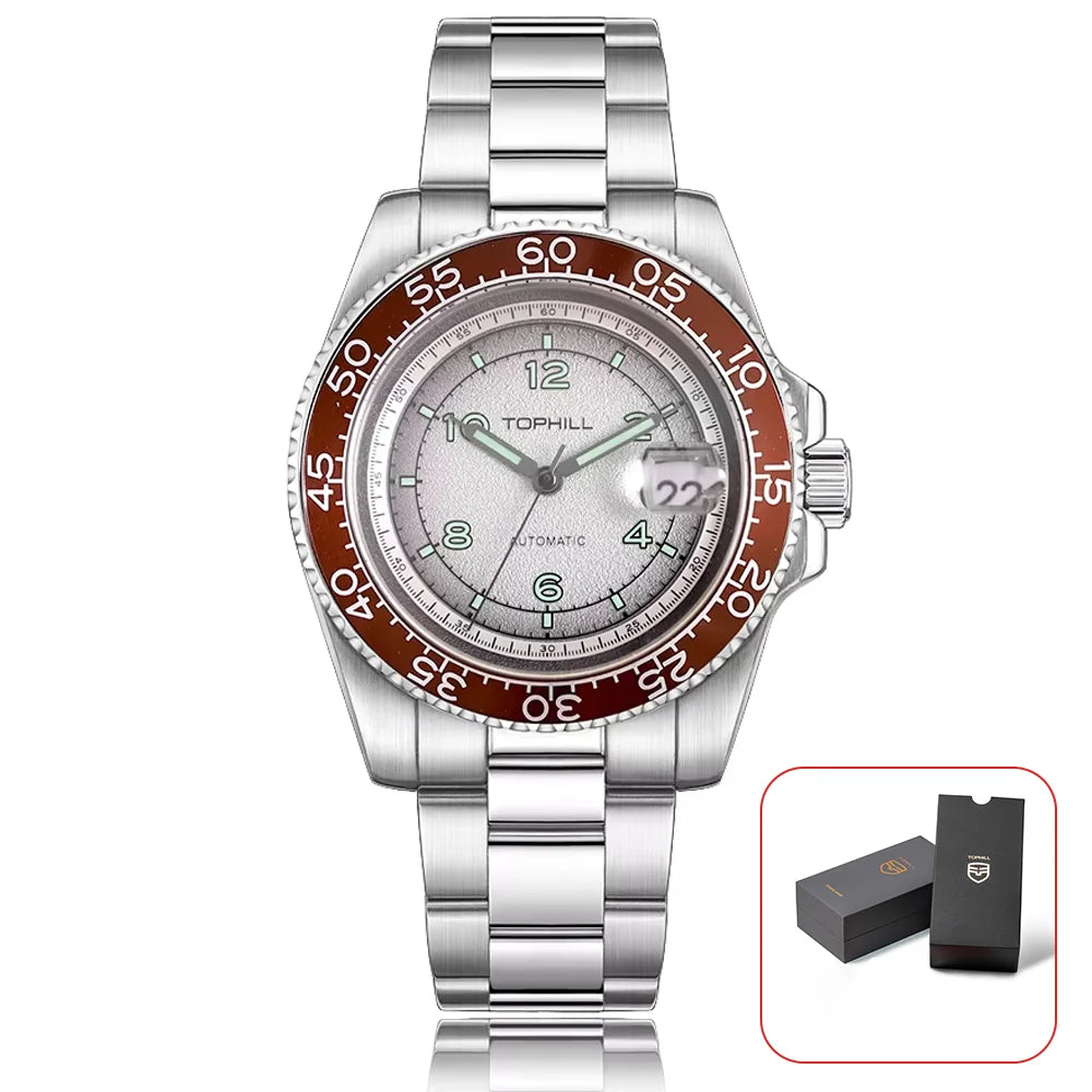 TOPHILL 41mm New Men's Watch Calendar Display Automatic Mechanical Watches Miyota 2813 Movement Sapphire Luminous Wristwatch