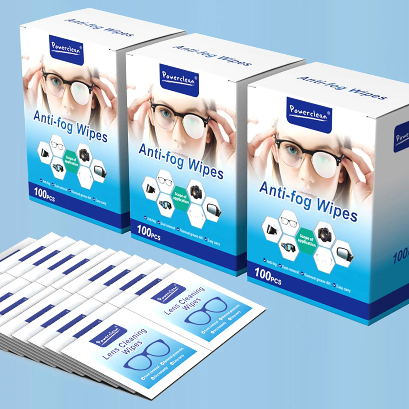 10/50/100Pcs/Bag Anti Fog Wipes for Glasses Individually Wrapped Lens Cleaner Wipes Pre-Moistened Lens & Screen Cleaning Wipes f