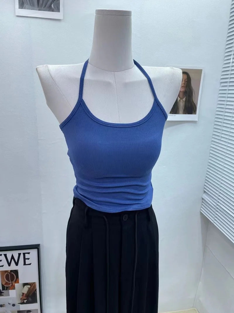 3XL Sets Women Slim Halter Camisoles Long Sleeve Tops 2 Pieces Korean Style Sexy Trendy Y2k Cropped  Spring Female Clothing