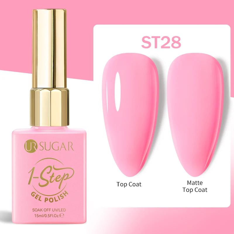 UR SUGAR 1-step Gel Polish 12ML Glitter Nail Spring Summer White Nude Pink Gel Nail Polish 3 IN 1 No Need Base Gel and Top Coat