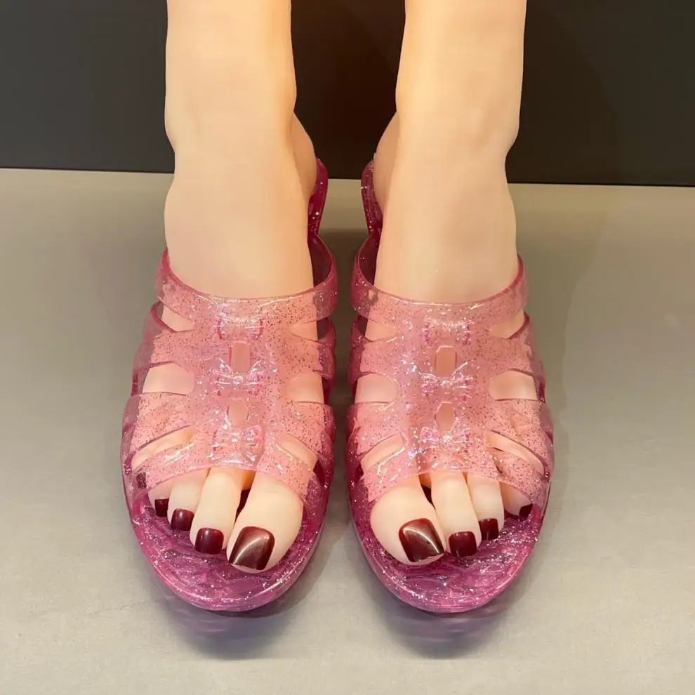 36-40 Women Slippers Summer Wedges Sandals Transparent Crystal Shoes Female Flip Flops Hollow Out Thick-soled Anti-slip Footwear