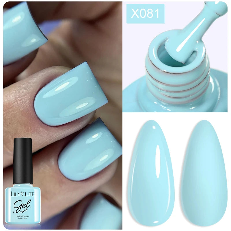 LILYCUTE 7ML Black White Color Gel Nail Polish Summer Colorful Gel Nail Art Semi Permanent UV Gel Soak Off UV LED Gel Varnishes