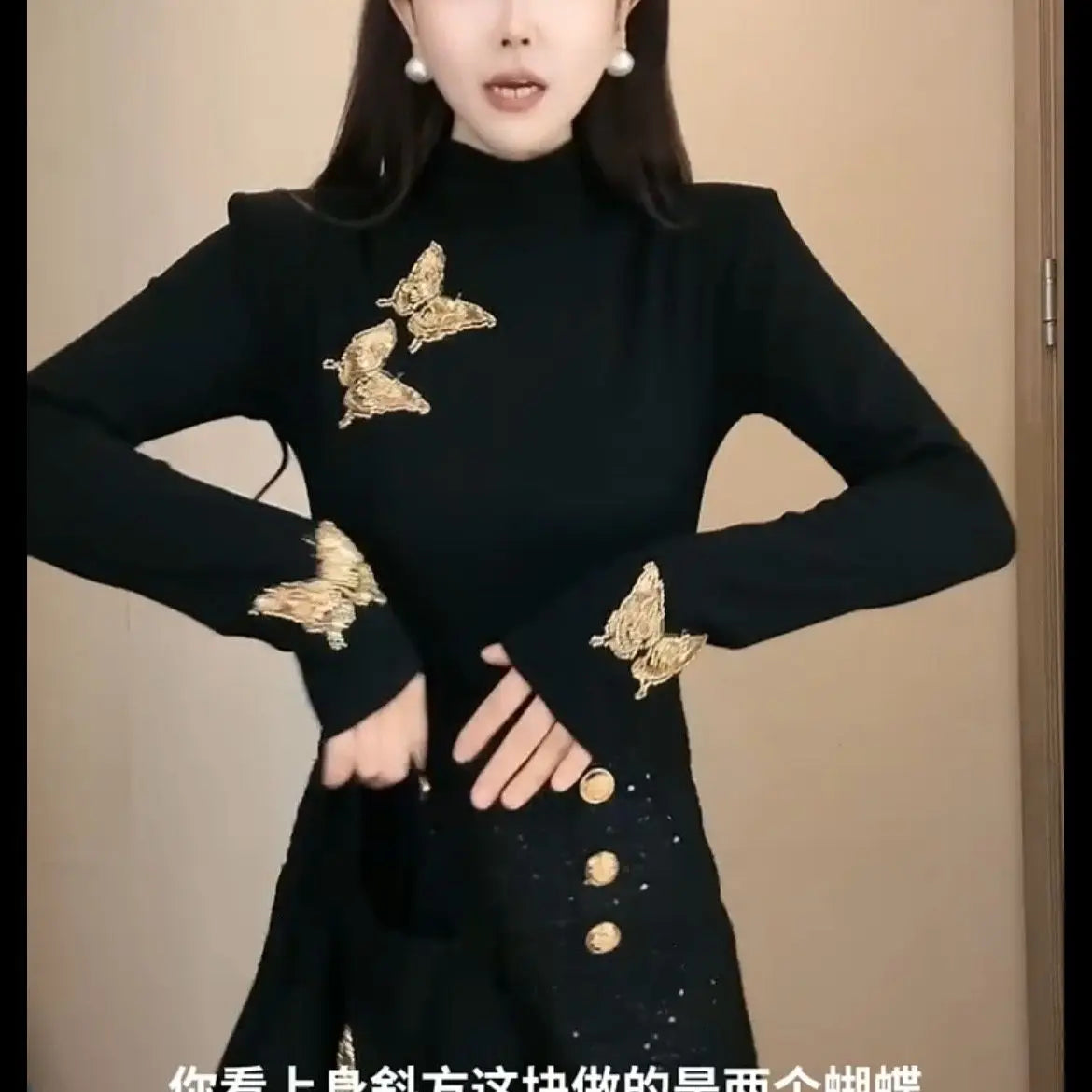 Autumn Winter Half High Collar Long Sleeve Fashion T-Shirts Women High Street Casual Embroidered Patchwork All-match Pullovers