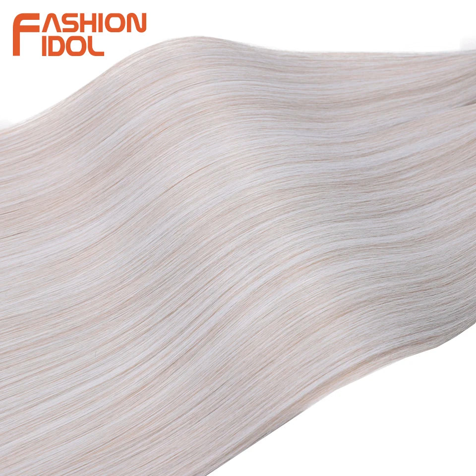 28" 3PCS 300g Ariel Straight Pony Hair Bundles Crochet Braids Hair Synthetic Braiding Hair Ombre Blonde Crochet Hair Extensions