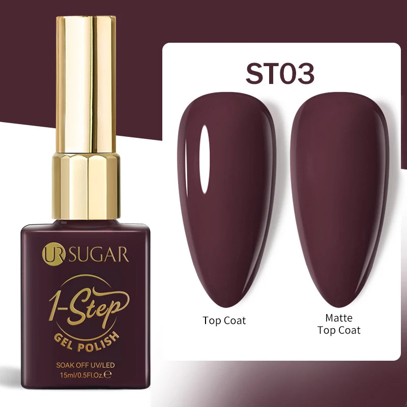 UR SUGAR 1-step Gel Polish 12ML Glitter Nail Spring Summer White Nude Pink Gel Nail Polish 3 IN 1 No Need Base Gel and Top Coat
