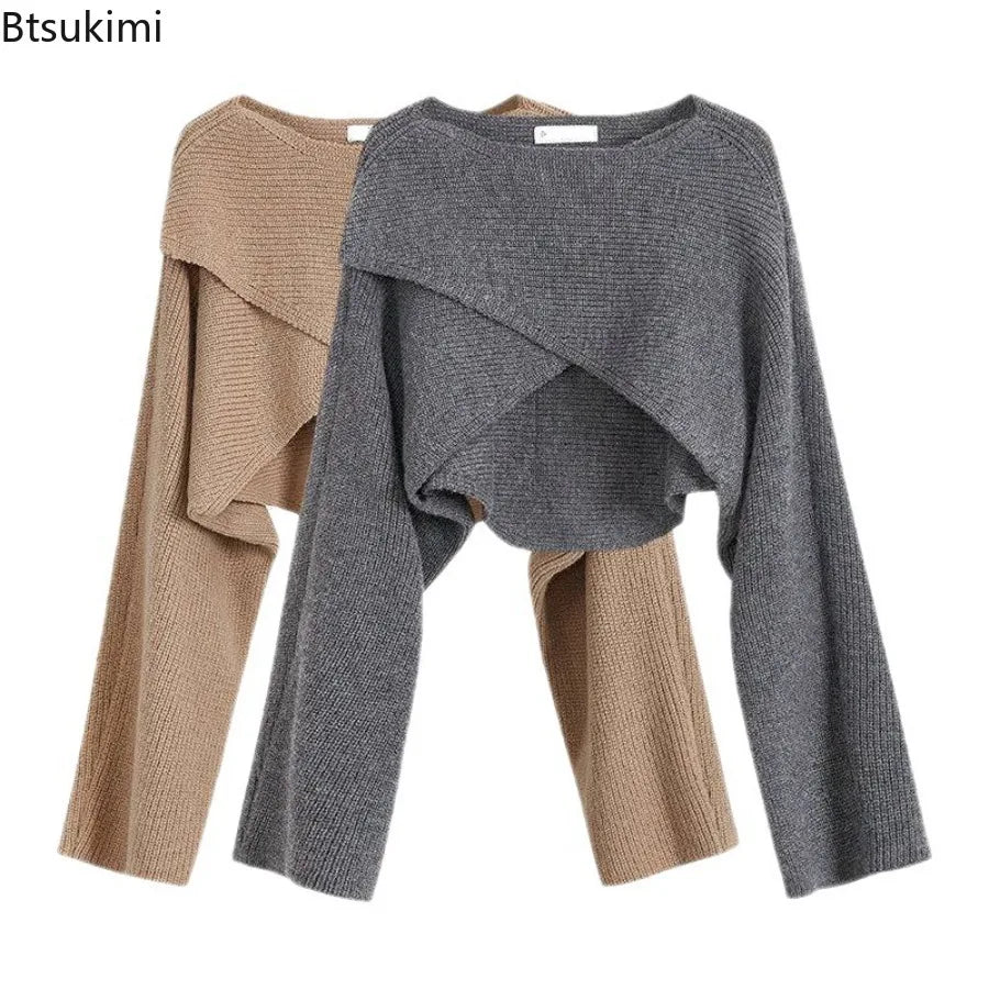Autumn Fashion Knitted Pullover Elegant O Neck Sweater Women New Casual Solid Color Loose Long Sleeve Hem Irregular Women Top