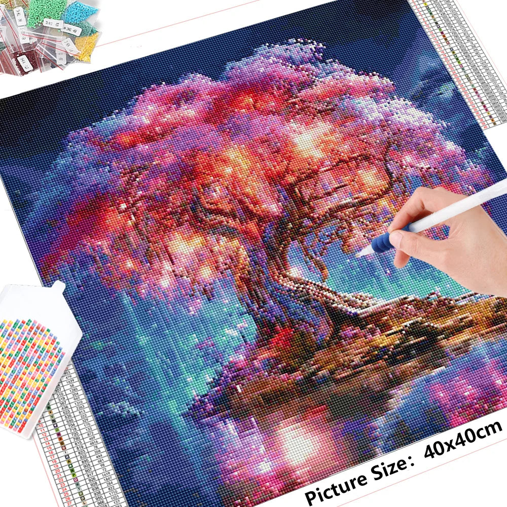 Frameless, Full Diamond Painting Tree New Arrivals 2024 Diamond Mosaic Landscape Rhinestone Pictures Craft Kit