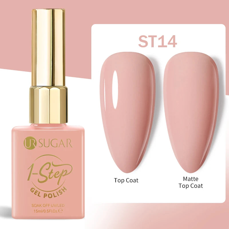UR SUGAR 1-step Gel Polish 12ML Glitter Nail Spring Summer White Nude Pink Gel Nail Polish 3 IN 1 No Need Base Gel and Top Coat