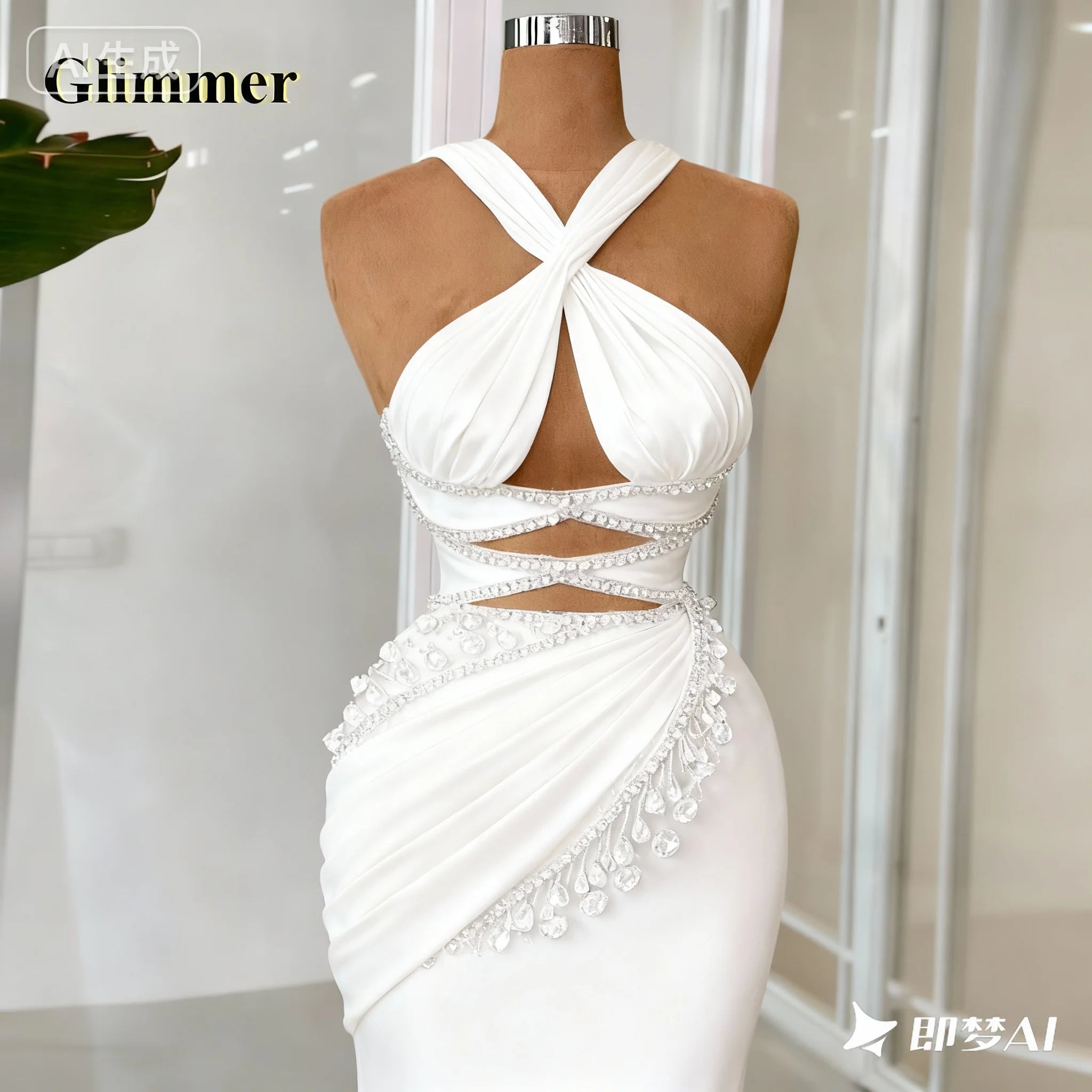 Glimmer Luxury Graduation Dresses for Girls with School Criss Cross Rhinestones Evening Party Gown Robes De Soiree Customized