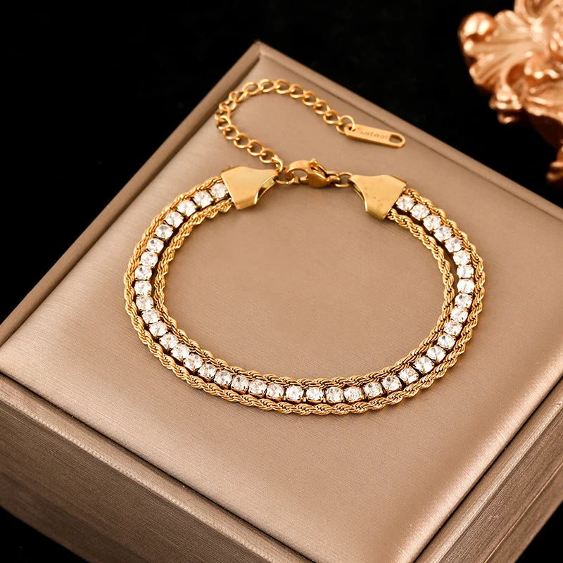 EILIECK 316L Stainless Steel Gold Color Bangles Bracelet For Women New Trendy Wrist Chain Waterproof Jewelry Gift Party Bijoux