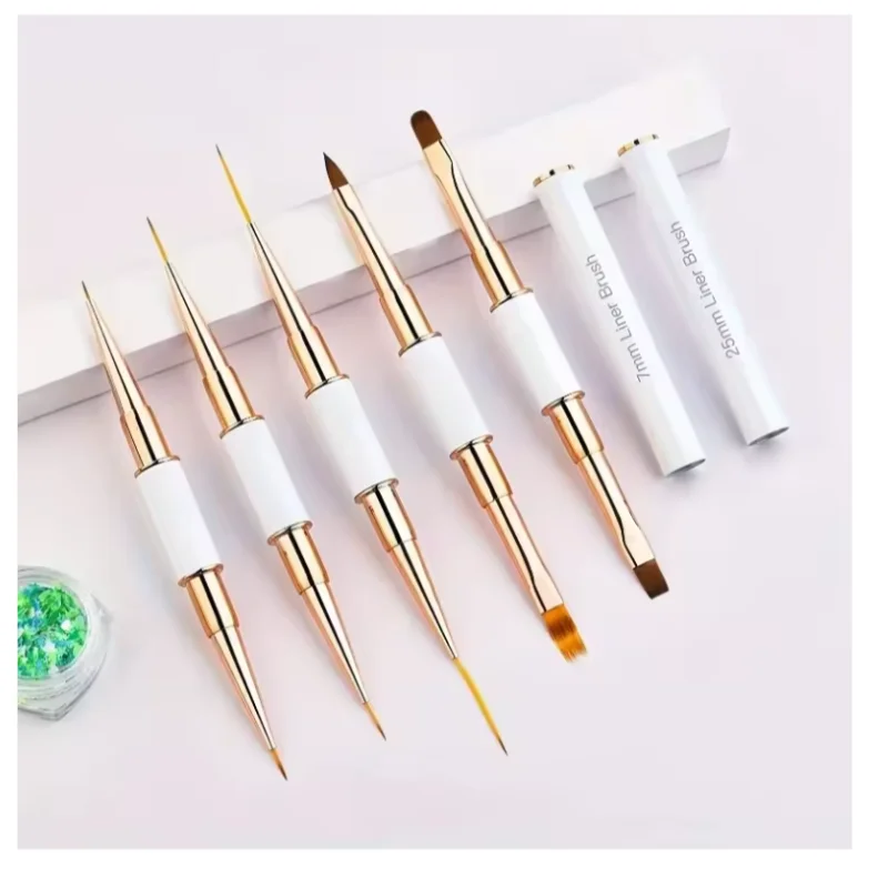 5Pcs Dual End Nail Art Pen Brushes Double-Ended Nail Art Brushes For Long Lines Professional nail tools