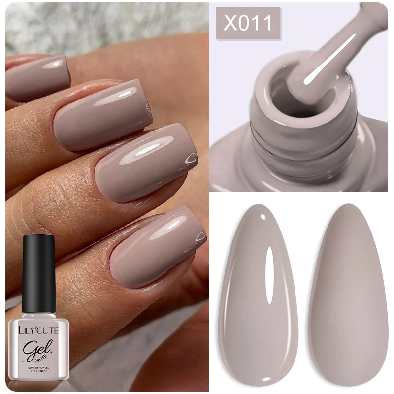 LILYCUTE 7ML Black White Color Gel Nail Polish Summer Colorful Gel Nail Art Semi Permanent UV Gel Soak Off UV LED Gel Varnishes