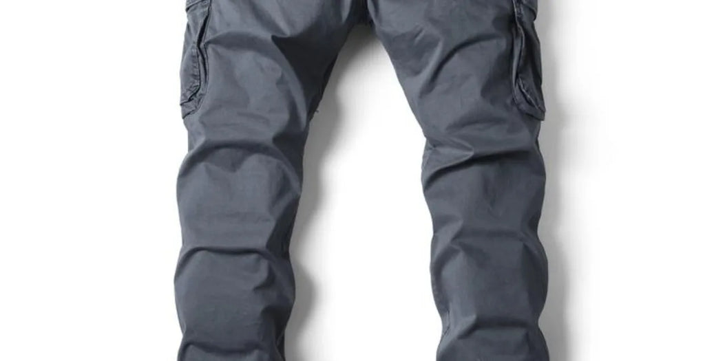 Spring Summer Men's Casual Fashion Work Pants Cuffed Multiple Pockets Slim Fit Youth Leisure Trousers Trendy Brand