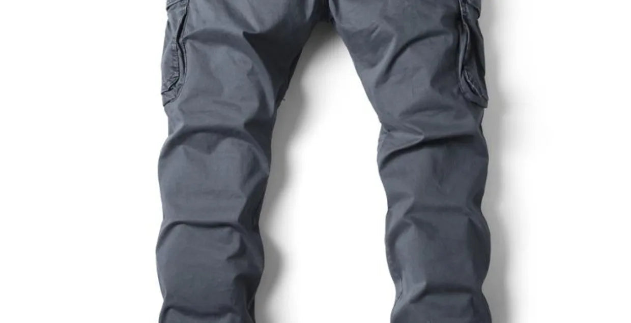 Spring Summer Men's Casual Fashion Work Pants Cuffed Multiple Pockets Slim Fit Youth Leisure Trousers Trendy Brand