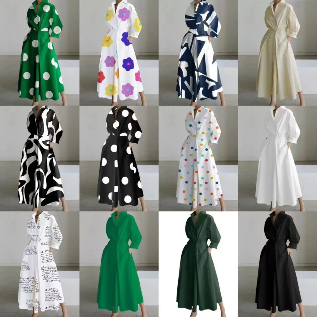 Women's Summer Dress Plus Size Commuter Polo Neck Loose Fit New Elegant Trendy Minimalist Fashionable Niche Versatile Casual Fit
