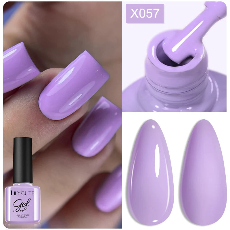LILYCUTE 7ML Black White Color Gel Nail Polish Summer Colorful Gel Nail Art Semi Permanent UV Gel Soak Off UV LED Gel Varnishes