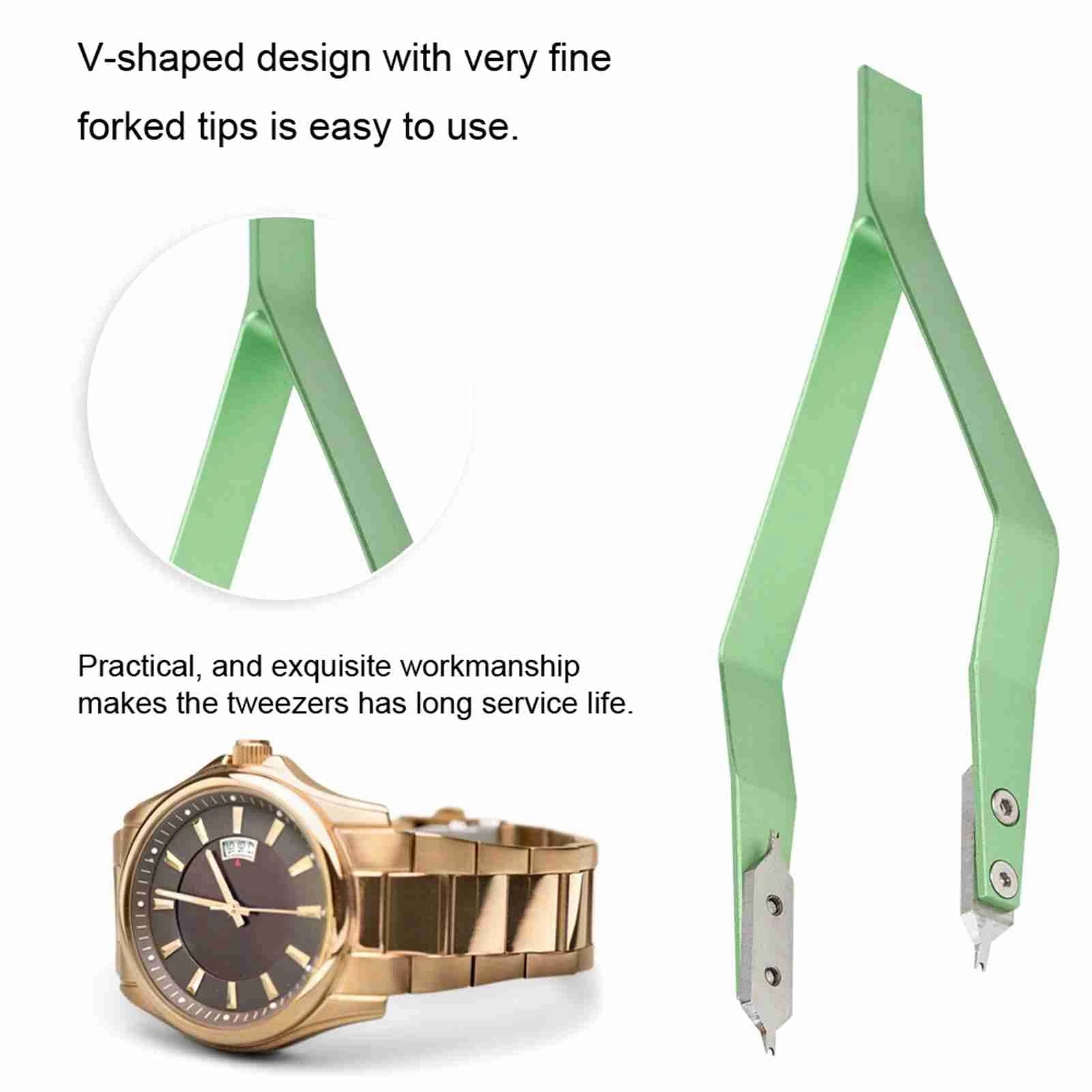 Watch Repair Tweezers V Shaped Watch Spring Bar Tweezers Metal Watch Repairing Accessory Tool Spring Bar Tweezers for Watchmaker