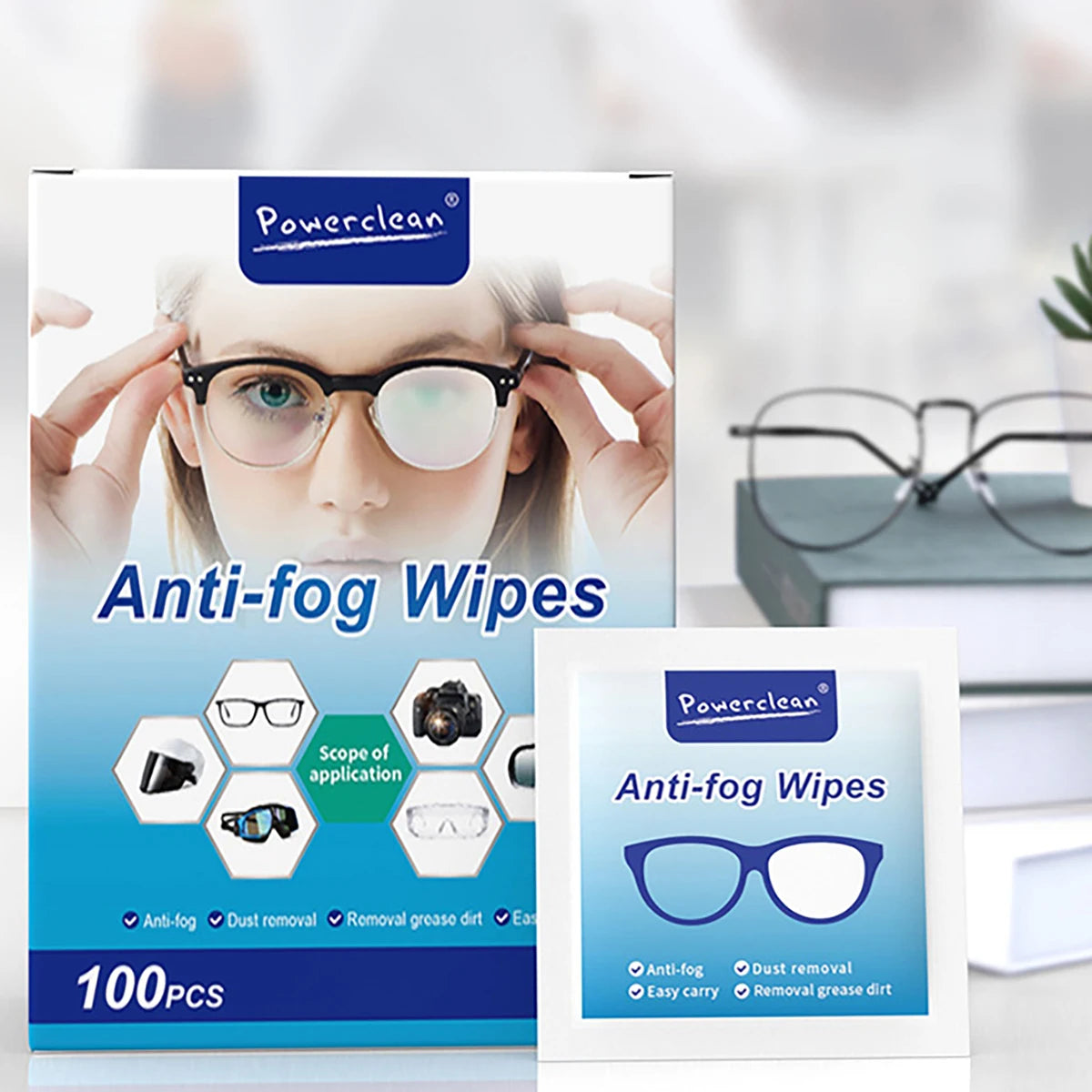 10/50/100Pcs/Bag Anti Fog Wipes for Glasses Individually Wrapped Lens Cleaner Wipes Pre-Moistened Lens & Screen Cleaning Wipes f