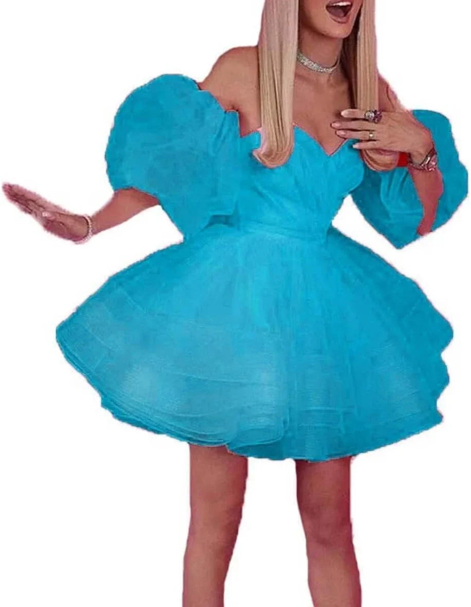 Puffy Sleeve Homecoming Dresses Sweetheart Mini Ball Gown Short Prom Cocktail Sweet Summer Party Dress Vestido Noche customized