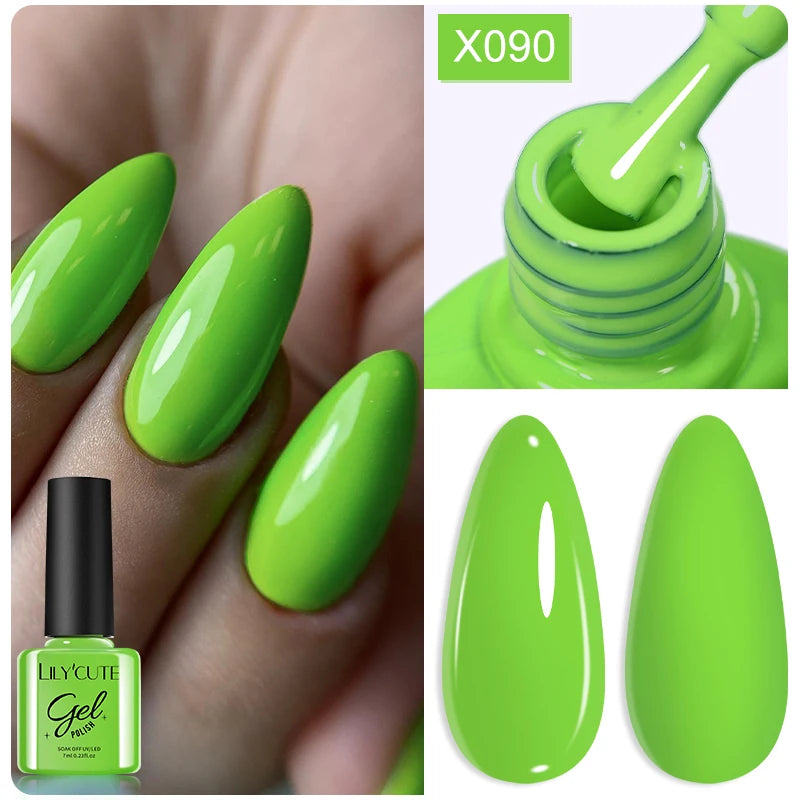 LILYCUTE 7ML Black White Color Gel Nail Polish Summer Colorful Gel Nail Art Semi Permanent UV Gel Soak Off UV LED Gel Varnishes