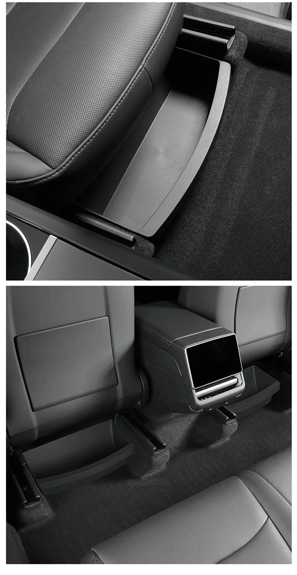 Underseat Storage Box Organizer for Tesla Model Y Juniper 2025 Front Rear Under Seat Organizer Waterproof Bin Travel Accessories